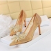 4Night Club Gauze Patchwork Rhinestone Bow Pumps