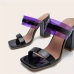 3PU Square Toe Chunky High Heeled Sandals