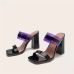 4PU Square Toe Chunky High Heeled Sandals