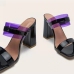 5PU Square Toe Chunky High Heeled Sandals