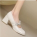 5Patent Leather Round Toe Patch Slip On Heels