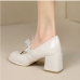 6Patent Leather Round Toe Patch Slip On Heels