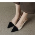 3Pointed Toe Color Blocking Heels For Ladies