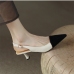 4Pointed Toe Color Blocking Heels For Ladies