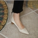 1Pointed Toe Solid Slip On Heels