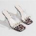 13Rhinestone Leopard Goblet Heel Heeled Slippers 