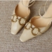 13Roman Style Pointed Patchwork Slip On Heels 