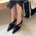 4Solid Color Pointed Slip On Heels