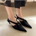 5Solid Color Pointed Slip On Heels