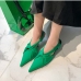 1Solid Color Pointed Slip On Heels