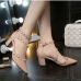 4Solid Color Rivets Pointed Slip On Heels