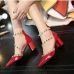 1Solid Color Rivets Pointed Slip On Heels