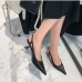 4Solid Color Stiletto Pointed Slip On Heels