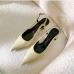 8Solid Color Stiletto Pointed Slip On Heels