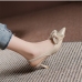 3Stylish Faux Pearl Bow Pointed Slip On Heels