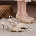 4Stylish Faux Pearl Bow Pointed Slip On Heels