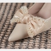 5Stylish Faux Pearl Bow Pointed Slip On Heels