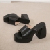 15Summer Chunky Square Toe Slip On Heels