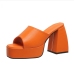 16Summer Chunky Square Toe Slip On Heels