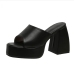 17Summer Chunky Square Toe Slip On Heels