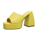 18Summer Chunky Square Toe Slip On Heels