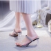 3Summer Fashion Rhinestone Mid Heel Slippers