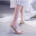 4Summer Fashion Rhinestone Mid Heel Slippers