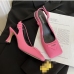 3Temperament Letter Square Toe Heeled Sandals