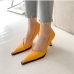 1Temperament Pointed Toe Stiletto Slip On Heels