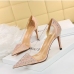 4Translucent Patchwork Rhinestone Pointed Toe Pumps