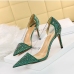 5Translucent Patchwork Rhinestone Pointed Toe Pumps