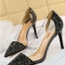 1Translucent Patchwork Rhinestone Pointed Toe Pumps