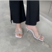 3Transparent Rhinestone Heeled Slippers Ladies