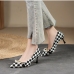 4Trending Rhombus Lattice Faux Pearl Slip On Heels