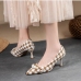 1Trending Rhombus Lattice Faux Pearl Slip On Heels