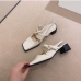 3Vintage Style Square Toe Chunky Slip On Heels