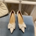 6White Slip On Pointed Toe Bow Pumps Heels