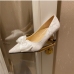 8White Slip On Pointed Toe Bow Pumps Heels