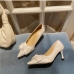 9White Slip On Pointed Toe Bow Pumps Heels