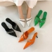 4Zipper Design Pointed Slip On Heels 