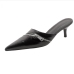 7Zipper Design Pointed Slip On Heels 