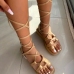 3 Bandage Wedge Hollow Out Roman Style  Sandals