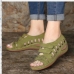 6 Hollow Out  Velcro  Summer  Women's Sandals