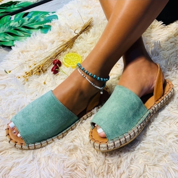  PU Peep-toe Flat Casual Sandals