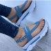 3Contrast Color Letter Wedge Roman Style Sandals