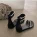10Faux Pearl Solid Round Toe Summer Sandals