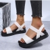 3Roman Style Round Toe Wedge Women Sandals