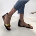 3Summer Chain Patch Square Toe Flat Sandals  