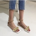 5Summer Chain Patch Square Toe Flat Sandals  