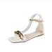 6Summer Chain Patch Square Toe Flat Sandals  